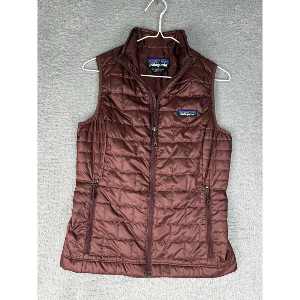 Patagonia Nano Puff Vest Womens XS Dark Ruby Burgundy PrimaLoft Quilted Full Zip